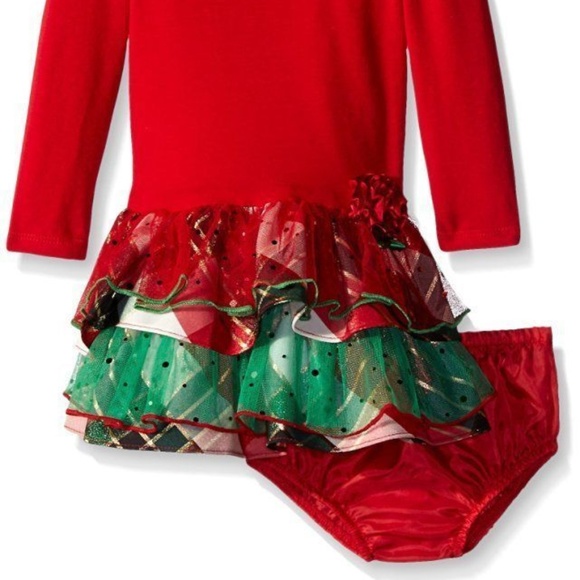 Bonnie Baby Red Tutu Christmas Holiday Dress Set size 24 Mo Long Sleeve - Picture 3 of 6